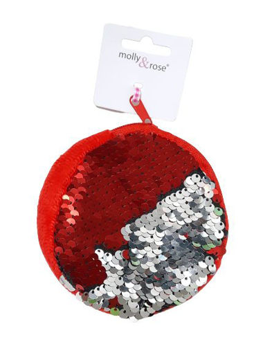 Picture of SEQUIN ROUND ZIP PURSE RED